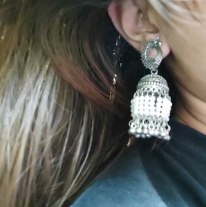 Pear Oxidised Peacock Style Earings