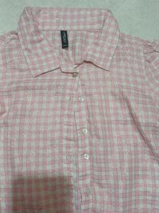 Pink Gingham Tie-Front Top