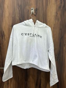 Cropped White Hoodie