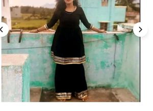 Elegant Black Kurta Sharara Set