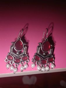 2 Pair Silver Tone Dangle Earrings