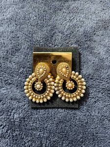 Traditional Gold-Plated Pearl Hoop Earrings