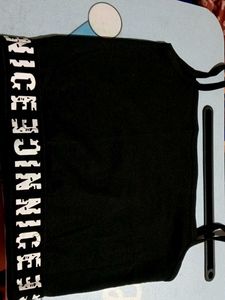 Black &#39;NICE&#39; Crop Top