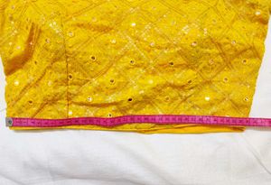 Yellow Mirror Work Blouse