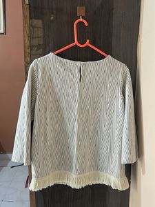 Zara Geometric Print Fringe Sweatshirt