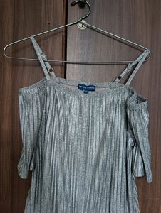 Fame Forever Party Wear Greyish Silver Jumpsuit