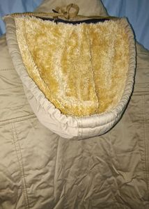 Men Khakhi Colour Warm Jacket With Inside Fur