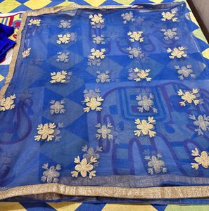 Blue Dupatta With Laggi