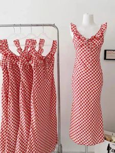 Red Gingham Ruffle Dress