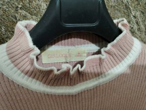 Cute Pink Ruffle Sweater