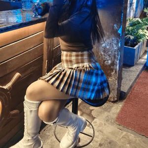 Plaid Pleated Mini Skirt