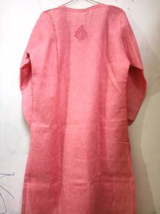 Lucknow Chikankari Embroidered Pink Kurta