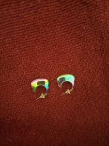 Iridescent Baguette Earrings/ Designer Rainbow