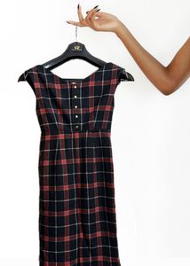 Vintage Plaid Midi Dress