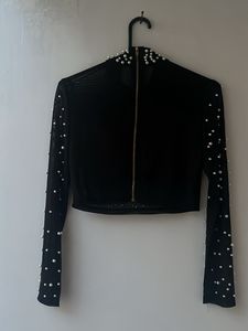 Pearl Embedded mesh Black Top Heavy