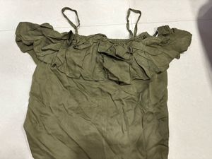 Olive Green Ruffle Top
