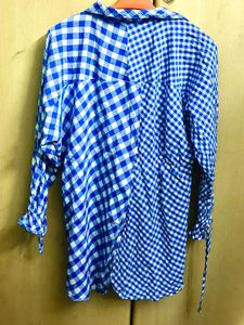Blue Gingham Checkered Top