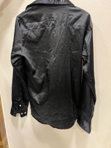 Black Satin Long Sleeve Shirt