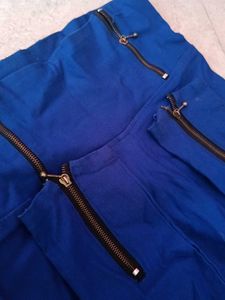 Blue Zipper Detail Pants