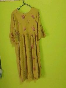 Floral Print Yellow Dress