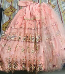 Peach Embellished Lehenga