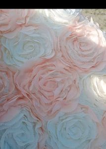 White And Peach Net Floral Jacket Frock