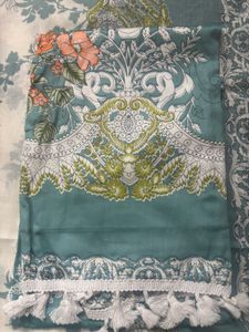 Teal Printed Dress Material