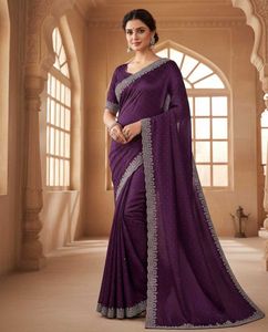 Elegant Purple Party Wear Saree