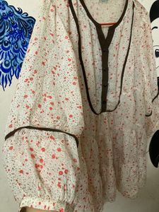 Vintage Peach Floral Korean Dress