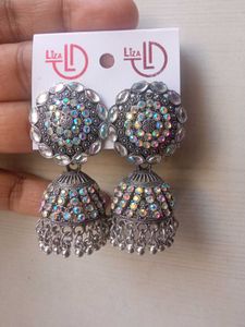 Elegant Silver Color Stone Earrings for Women