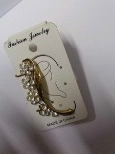 Floral Ear Cuff with Rhinestones