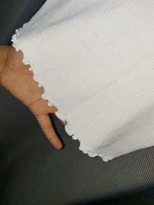 White cute ribbed top