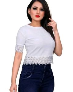 White Lace Trim Top