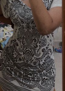 Elegant Black &amp; White Print Dress