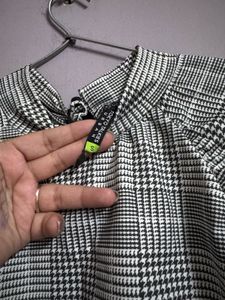 Houndstooth Mock Neck Top
