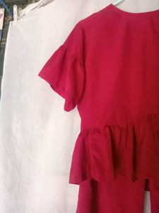 RED LINEN TROUSER SUIT 🍒
