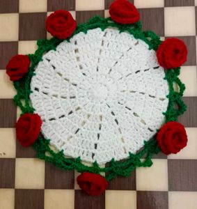 Handmade 2in1 Crochet Rose Bouquet Coaster