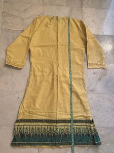 Yellow Embroidered Yoke Tunic Dress/Kurta