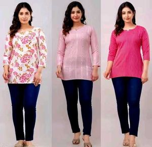 Women&#39;s Printed Short Kurti Pack of 3
