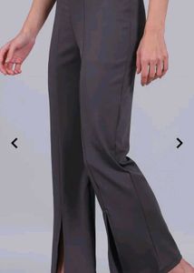 WOMEN regular fit Greay cotton Blend trouser