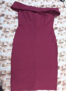 Off Shoulder Maroon Dress