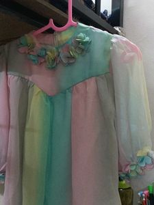 Cute Rainbow Flower Girl Dress