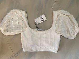 Zara White Puff Sleeve Top