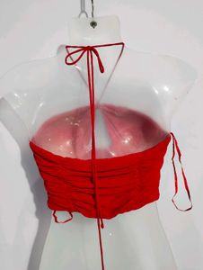 RED RUSHED TOP