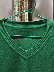 Green V-Neck Knit Sweater