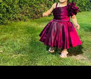 Maroon Dress with Flower Shoulder