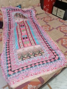 Floral Print Dupatta with Mirror Work