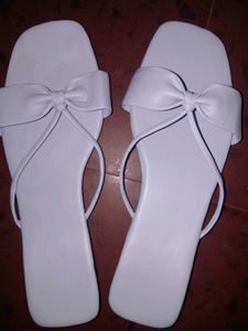 White Bow Tie Sandals