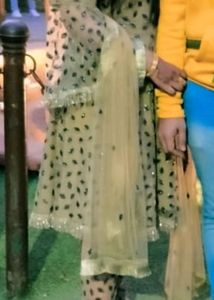 Short Net Frock With Trouser Nd Dupatta