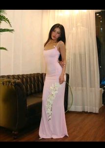 Pink Tie-Strap Maxi Dress